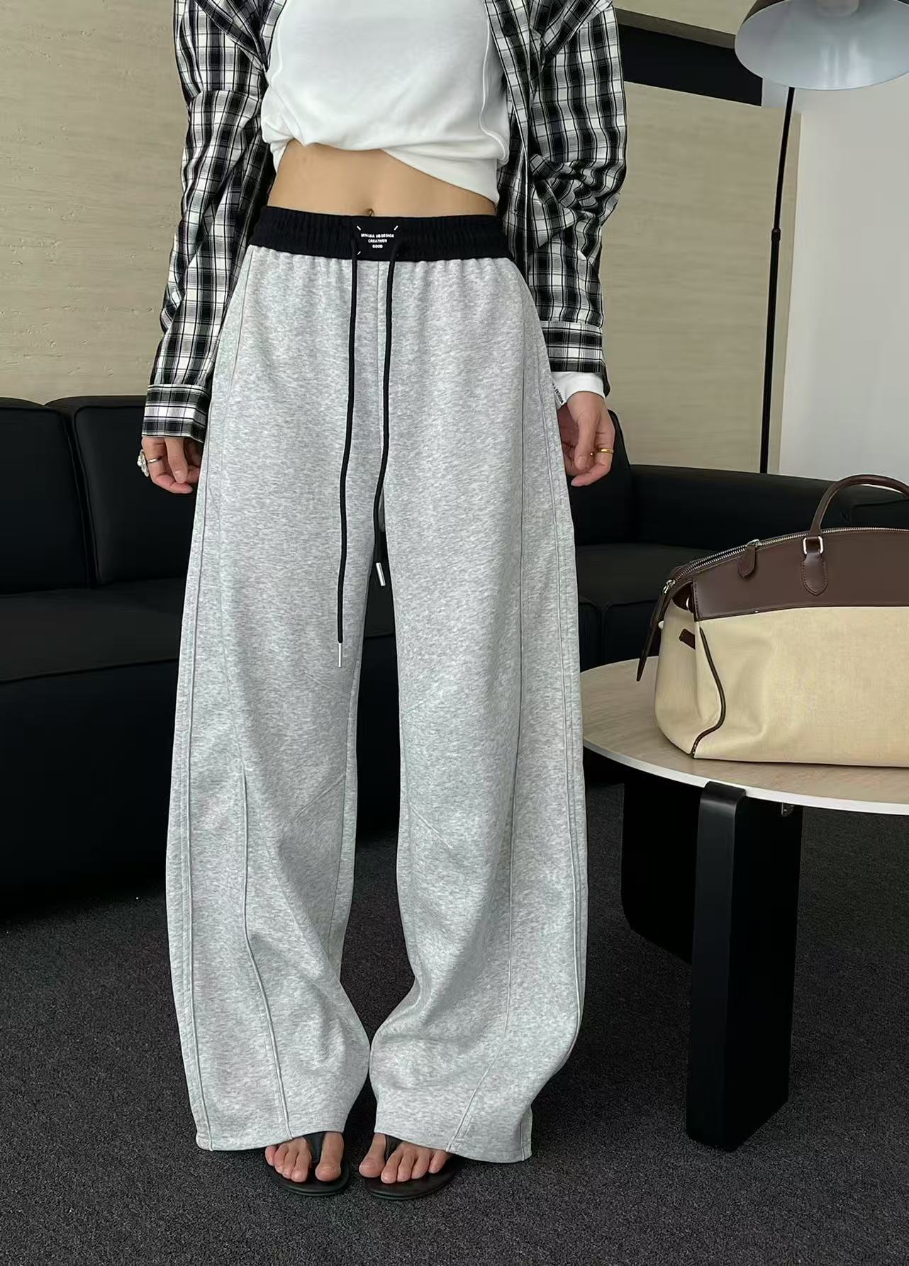 （77推荐）新款宽松百搭高腰休闲美式卫裤-7712