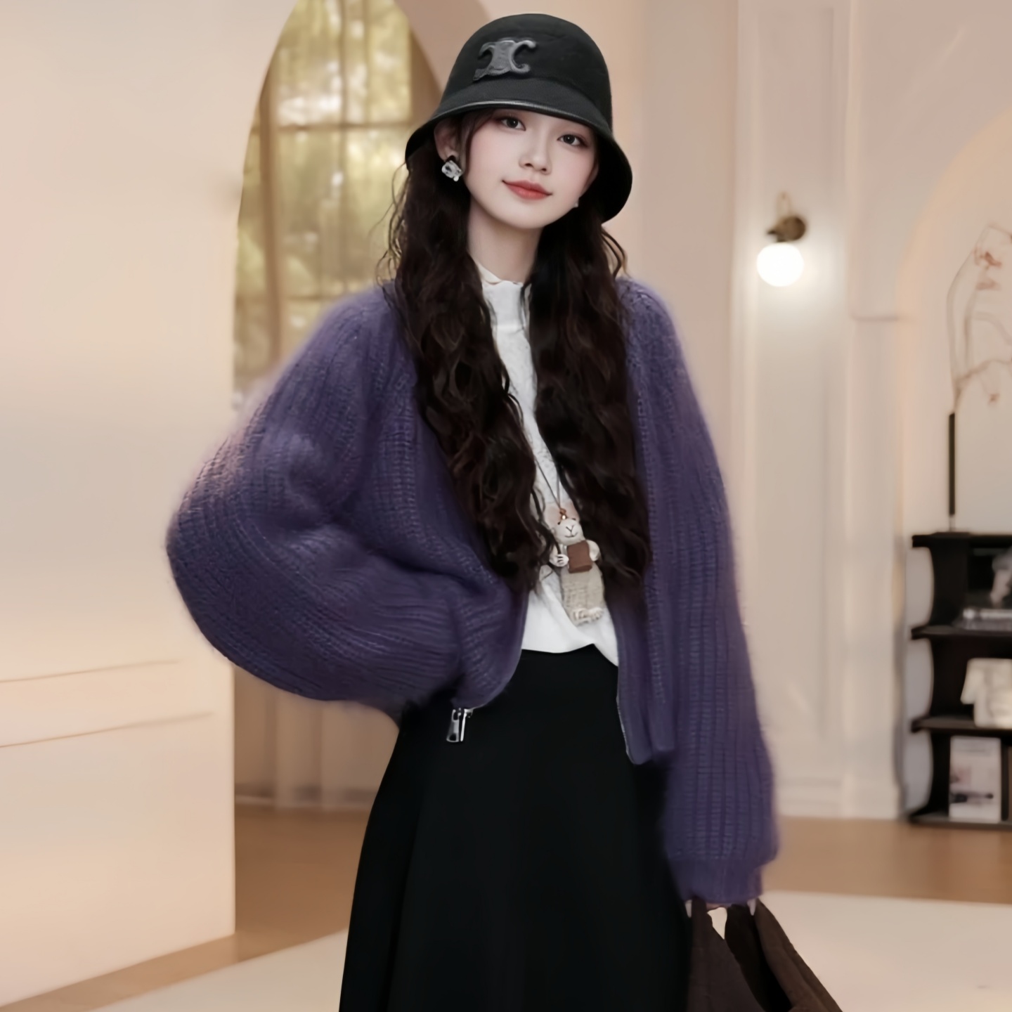 慵懒风气质拉链针织毛衣2025秋冬大码胖MM短款软糯松弛高级感外套