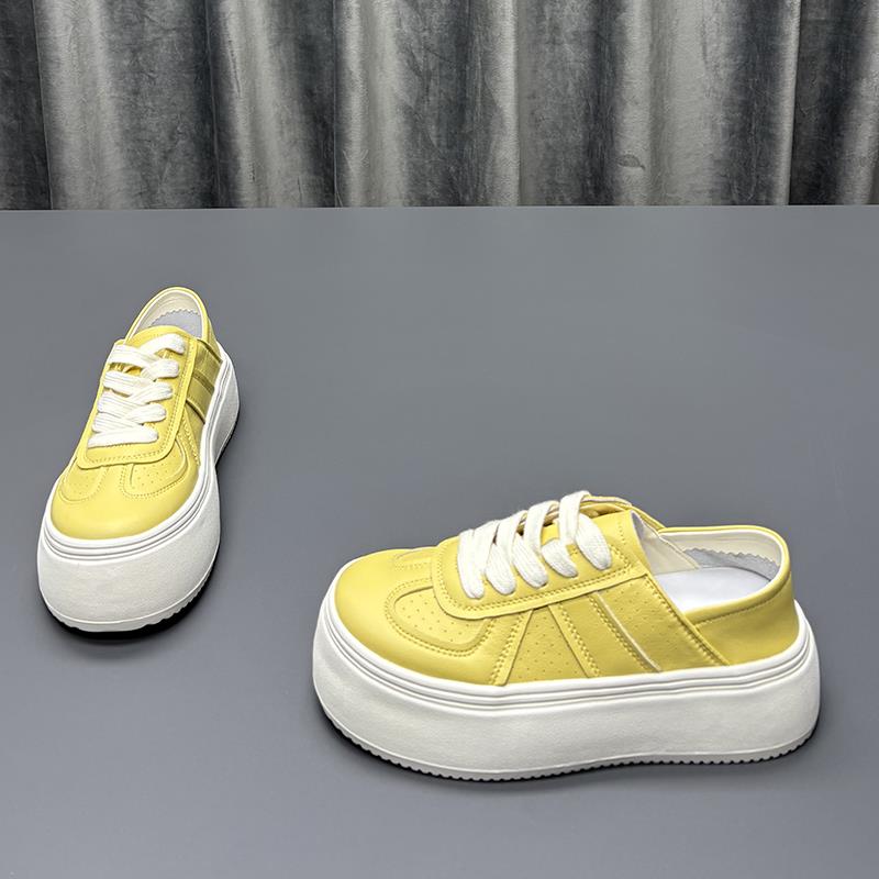 两穿小白鞋女春季新款圆头厚底时尚百搭牛皮休闲运动板鞋