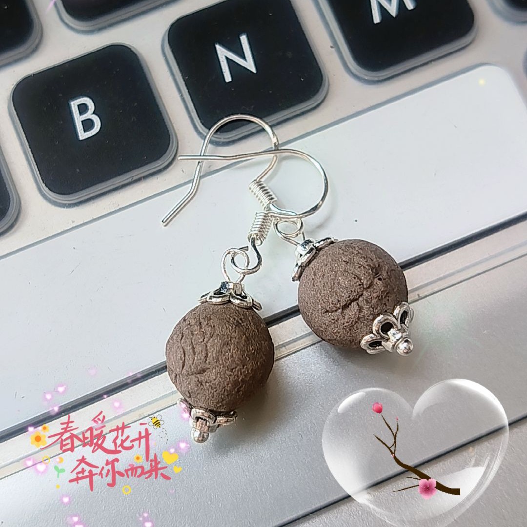 925银木质耳饰 时尚复古宫廷饰品耳环女吊坠长款银色轻职风民族风