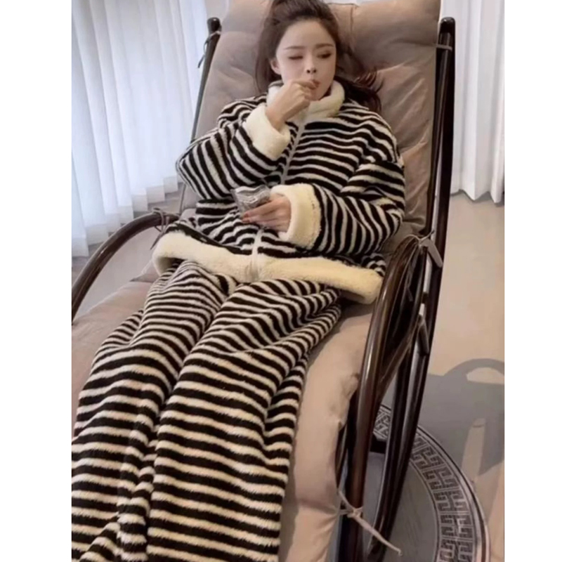正品900克起 两件套装软糯睡衣加厚加绒韩系保暖宽松居家服 466
