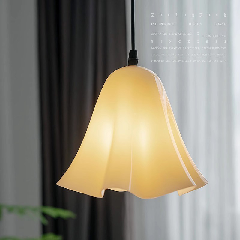 中古风裙摆系列玻璃吊灯法式创意餐厅吧台卧室床头灯氛围长线吊灯