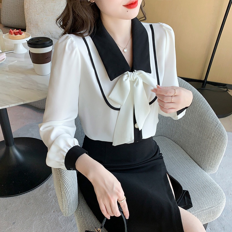 2025年早秋季新款气质雪纺衬衫女设计感小众秋装长袖上衣洋气小衫