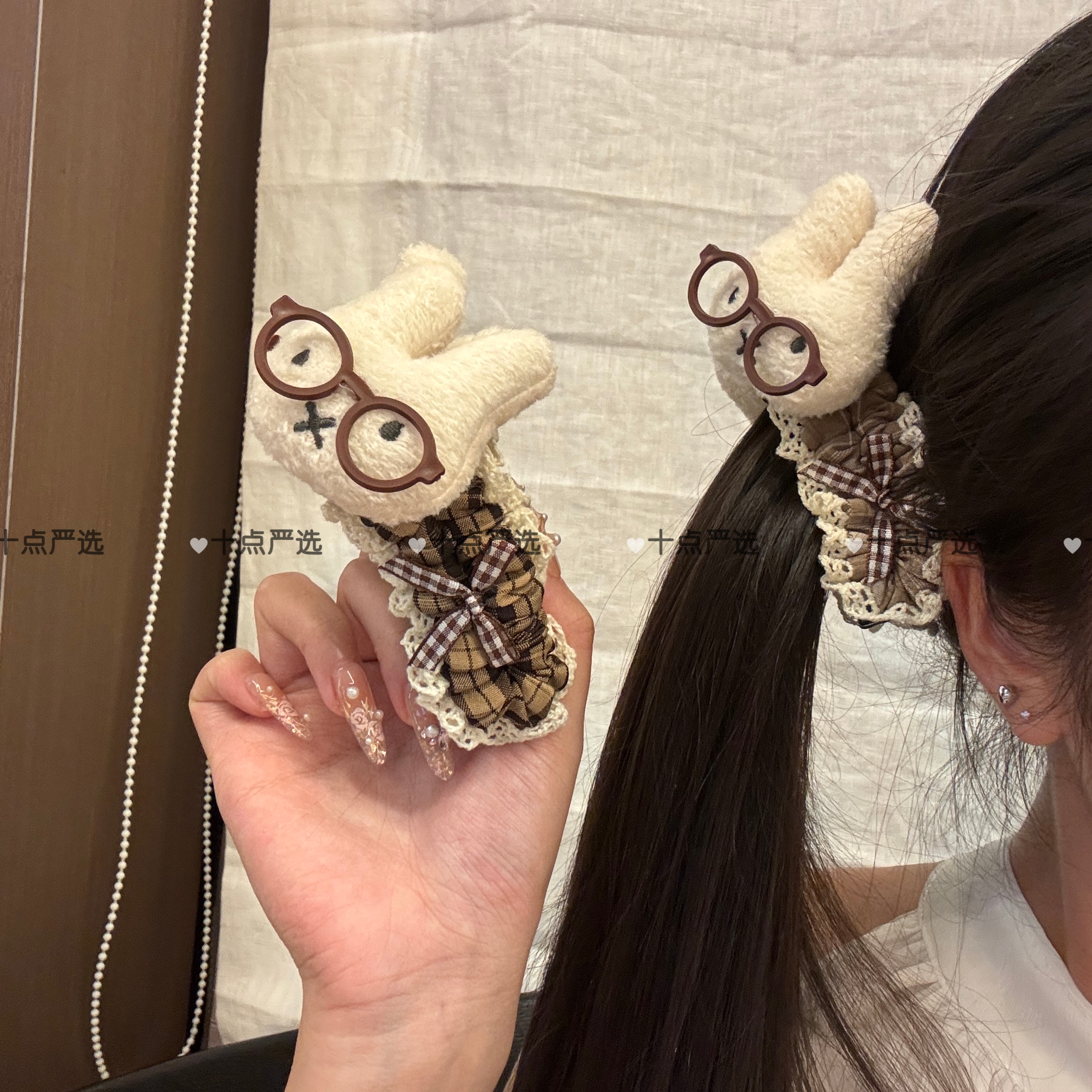 秋冬美拉德咖色系kt猫米菲兔眼镜香蕉夹小号后脑勺高马尾固定神器