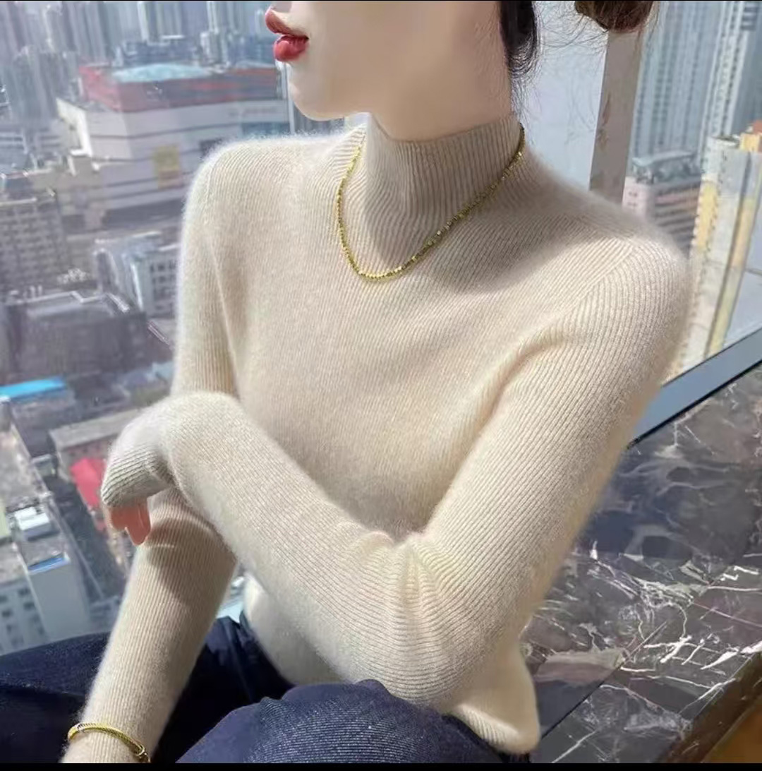 鄂尔多斯市新款一线成衣针织毛衣女半高领修身百搭秋冬羊绒打底衫
