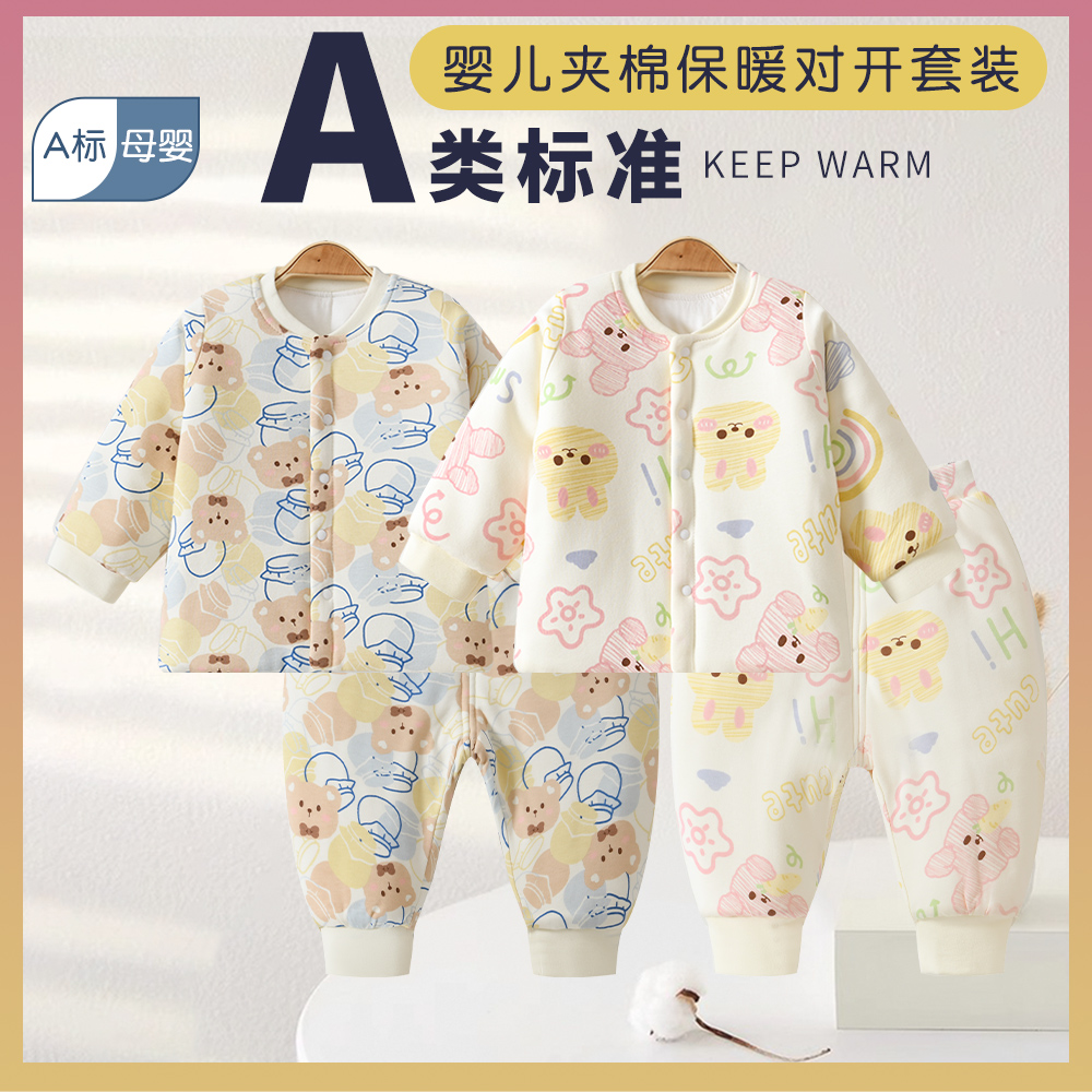 婴幼儿棉服套装冬装女宝宝保暖加厚儿童棉衣棉裤秋冬分体夹棉衣服