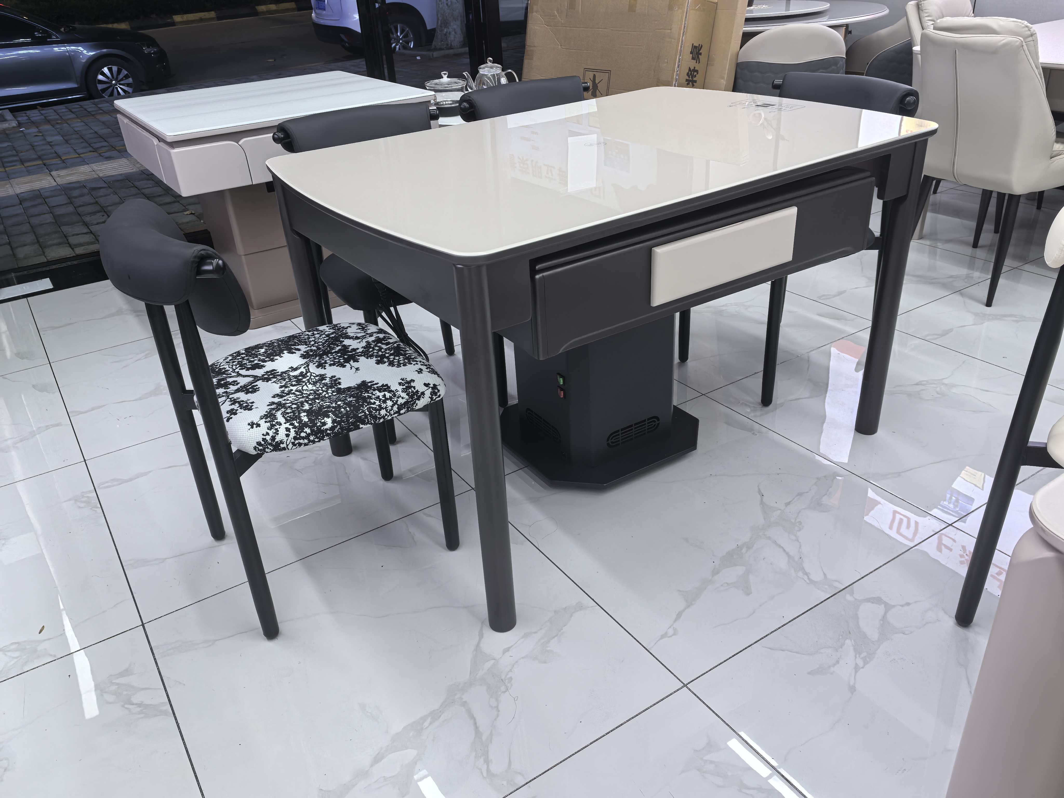 1米35餐桌自带加热饭桌家用一体桌子家具小户型4-6人餐桌家用餐桌