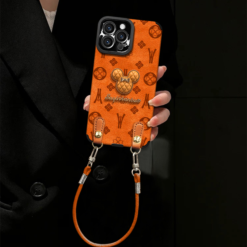 英文米奇适用苹果vivo华为oppo小米iPhone17瞳眼小羊皮手机壳