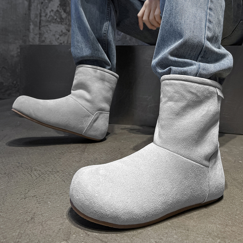 大头雪地靴秋冬款马丁靴男女英伦切尔西靴短筒套脚休闲潮款烟筒靴