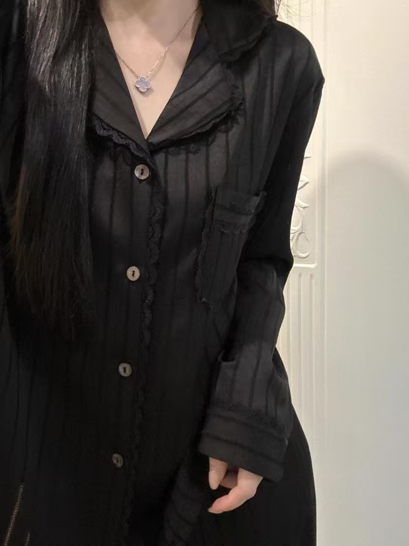 2025新款超火冰丝睡衣女春秋季高级感长袖长裤蕾丝甜美家居服套装