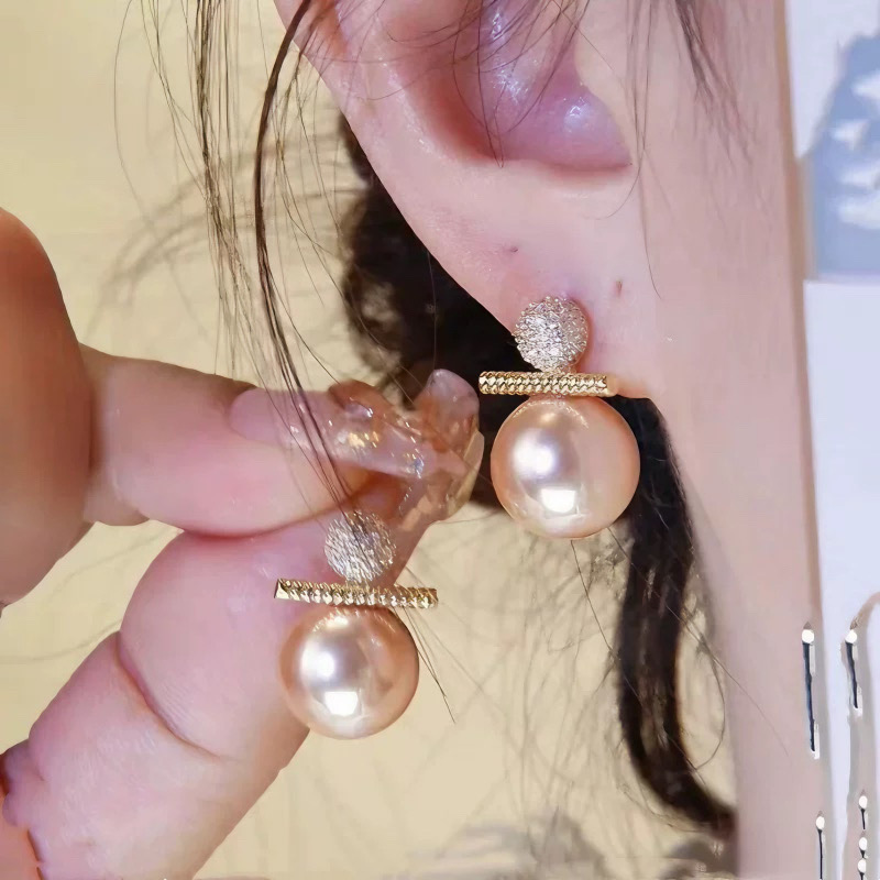 铜合金耳饰 925银精致珠珠耳钉轻奢小众设计感耳环女时尚百搭饰品