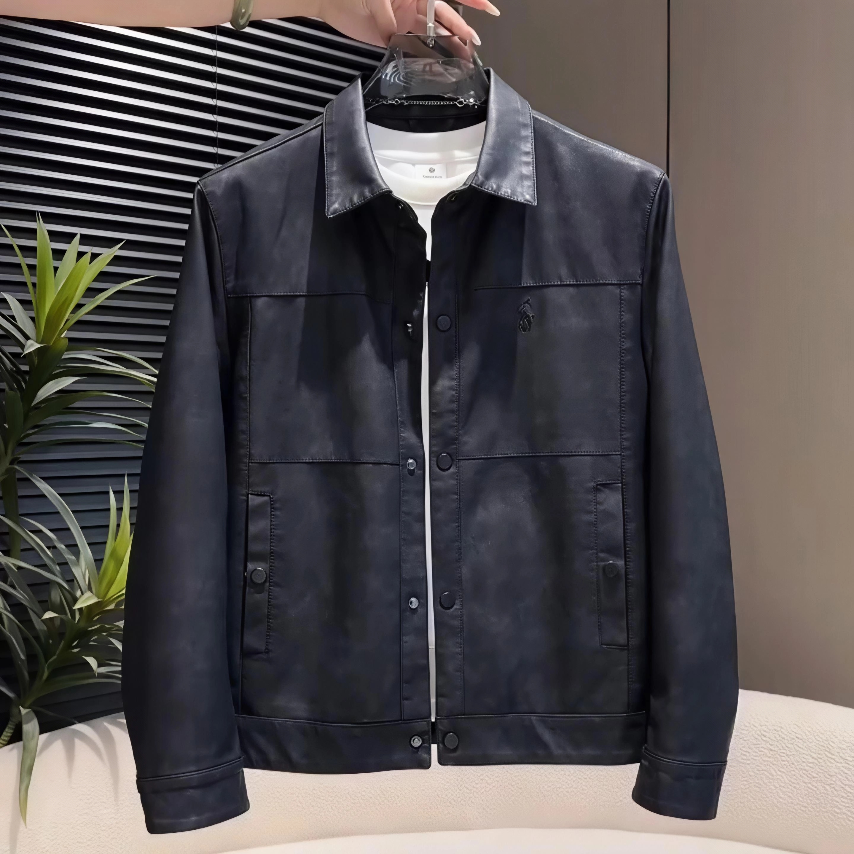 秋季新款皮夹克男士潮流百搭时尚翻领软皮皮衣韩版时尚机车服外套