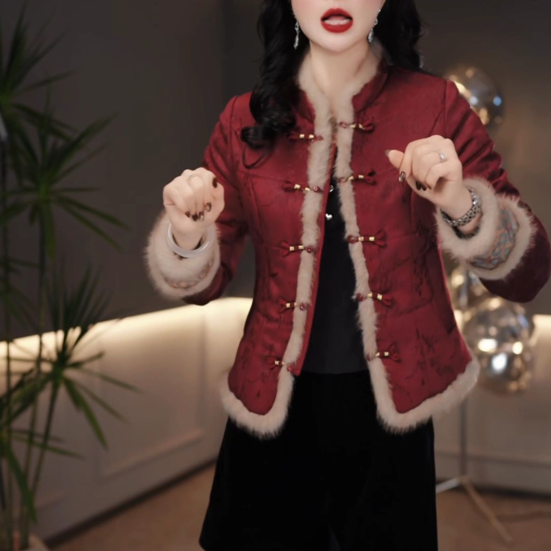 2025秋冬季新款显瘦加厚复古保暖棉服棉衣民族风显瘦中式新款显瘦