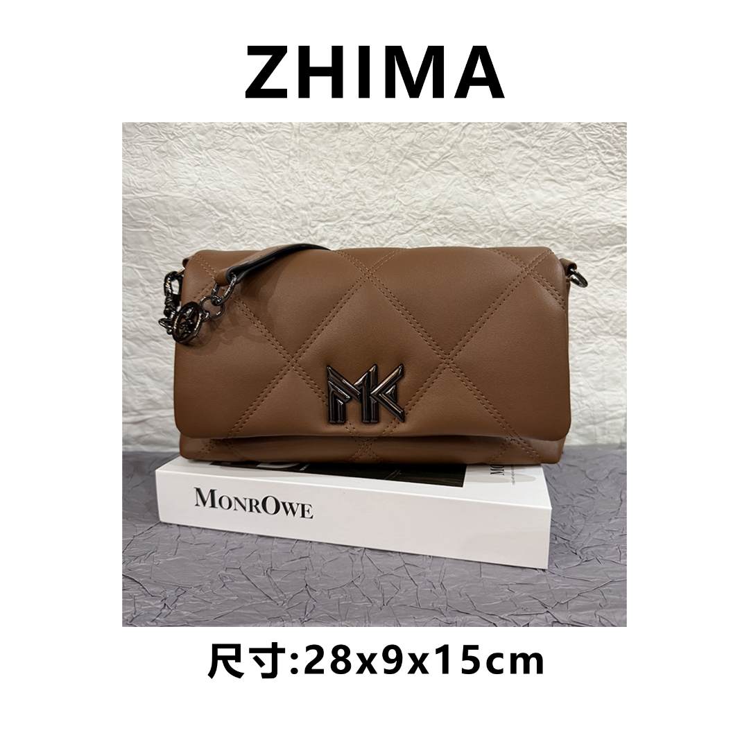 芝麻集】FES-6165-棕色RAIN.CUN休闲时尚百搭腋下女包