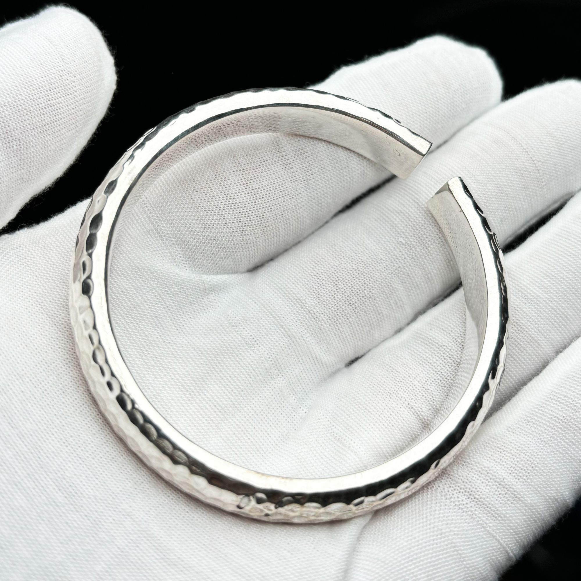 足银银制品 纯银制品  开口锤纹泥鳅背手镯 足银999纯手工制作