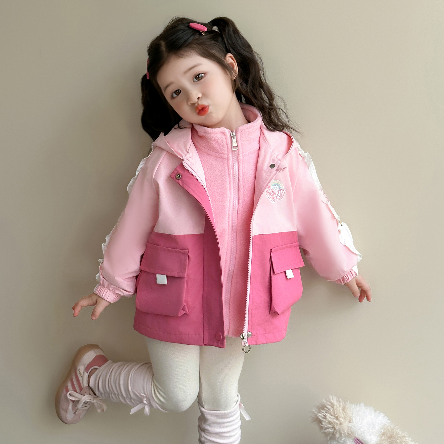 女童冲锋外套秋季2025新款宝宝三合一防风保暖儿童衣服秋冬小童装