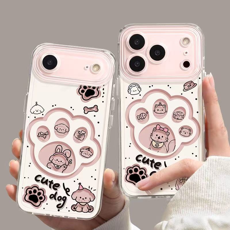 可爱镂空爪子猫狗适用iphone17Promax手机壳华为P70vivo小米防摔
