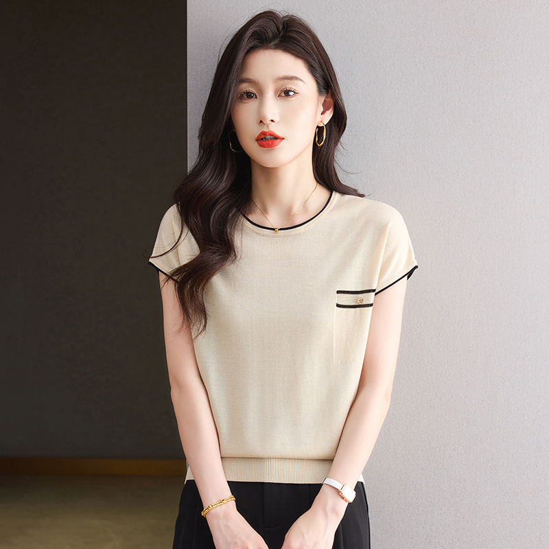 夏季清凉100%天丝莱赛尔透气气质宽松短袖T恤衫上衣百搭显瘦时尚