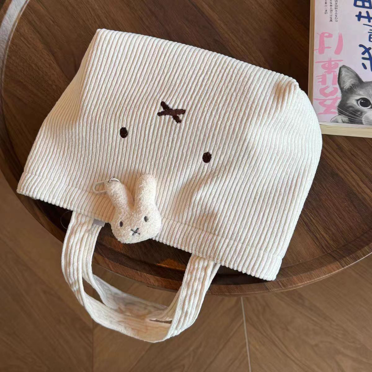 莉莉安灯芯绒米菲兔手提包韩系便携式高颜值学生党通勤百搭手提包