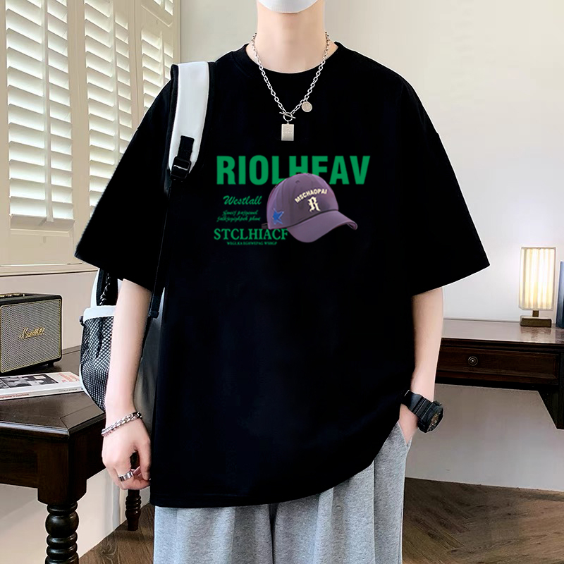 青少年纯棉短袖t恤男夏季大码宽松印花半袖男女美式休闲百搭上衣