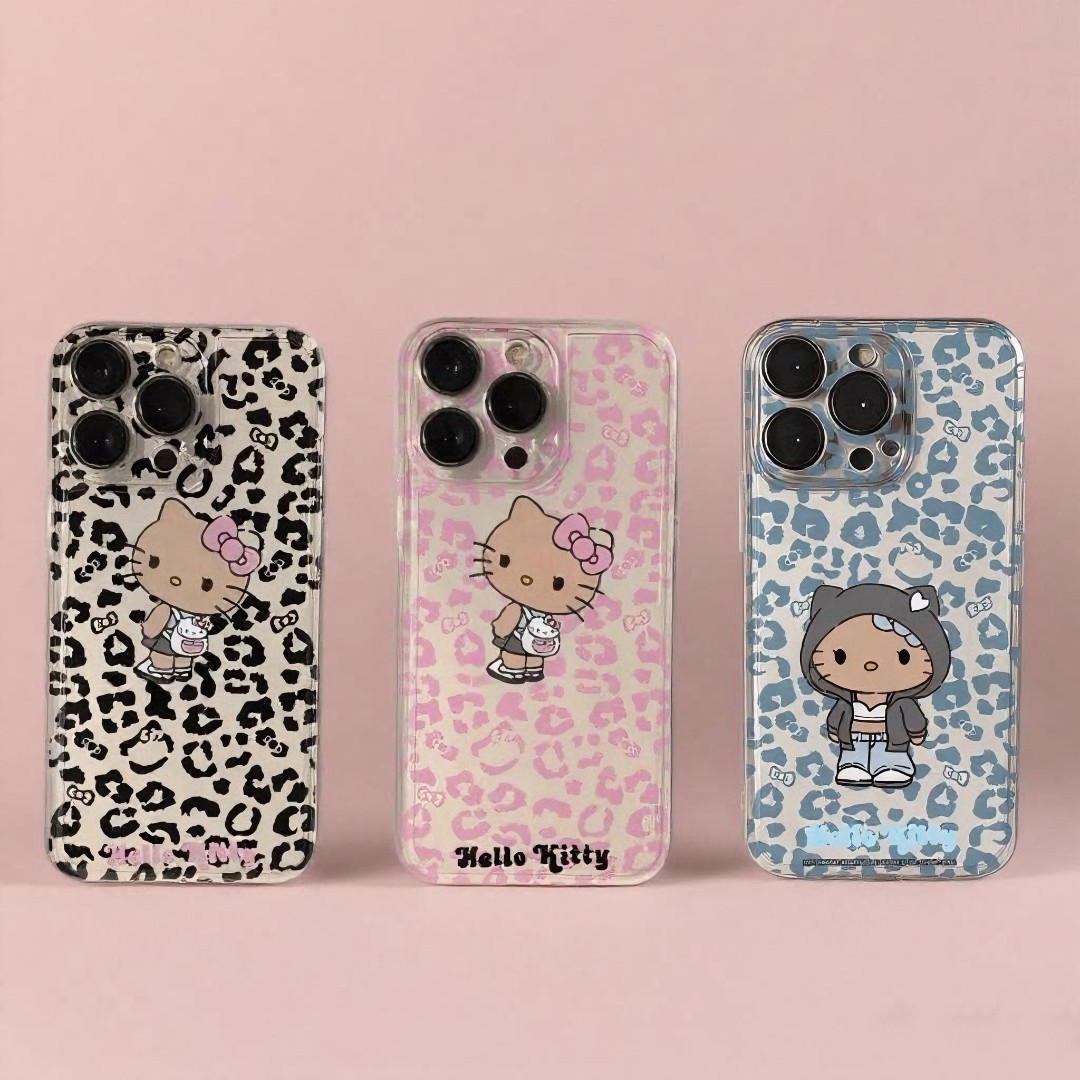 可爱豹纹Kitty适用iphone16/15手机壳苹果华为vivo小米oppo