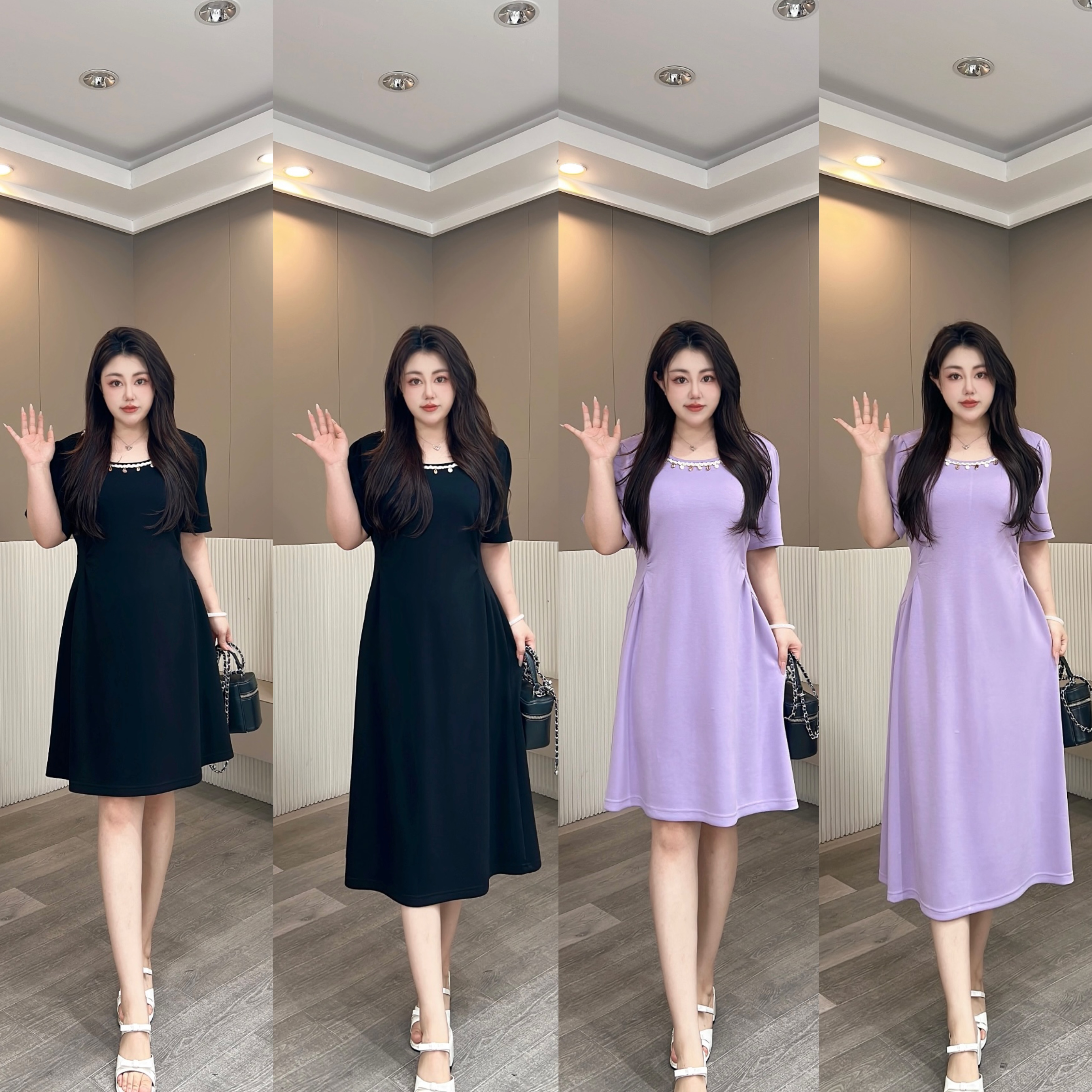 【玲胖胖 甜蜜女神】新款宽松时尚百搭女显瘦大码连衣裙LPP61710