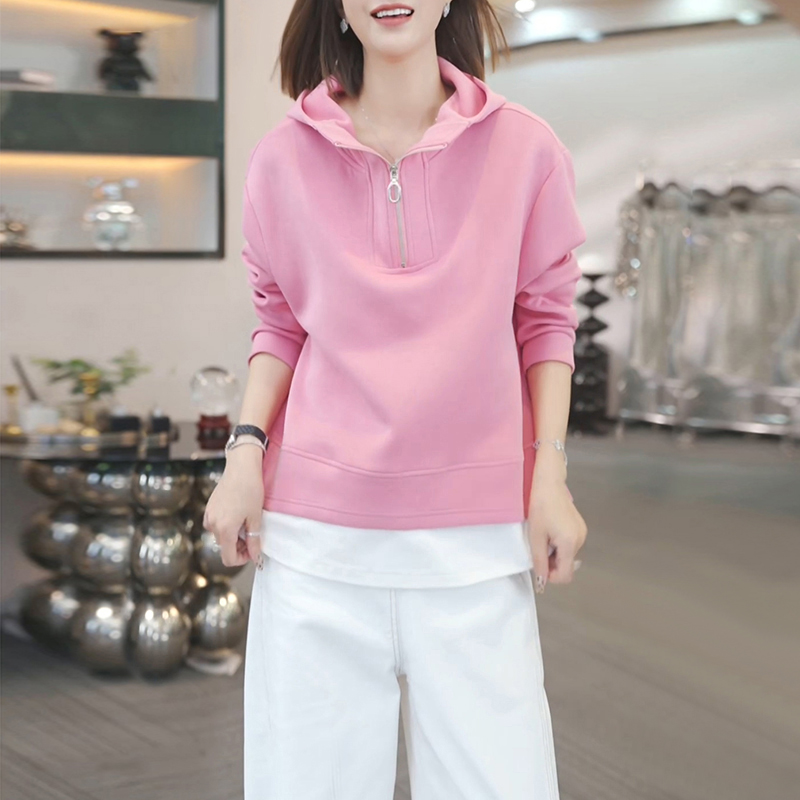 2025秋季新款连帽假两件长袖卫衣女时尚洋气宽松显瘦休闲百搭外套