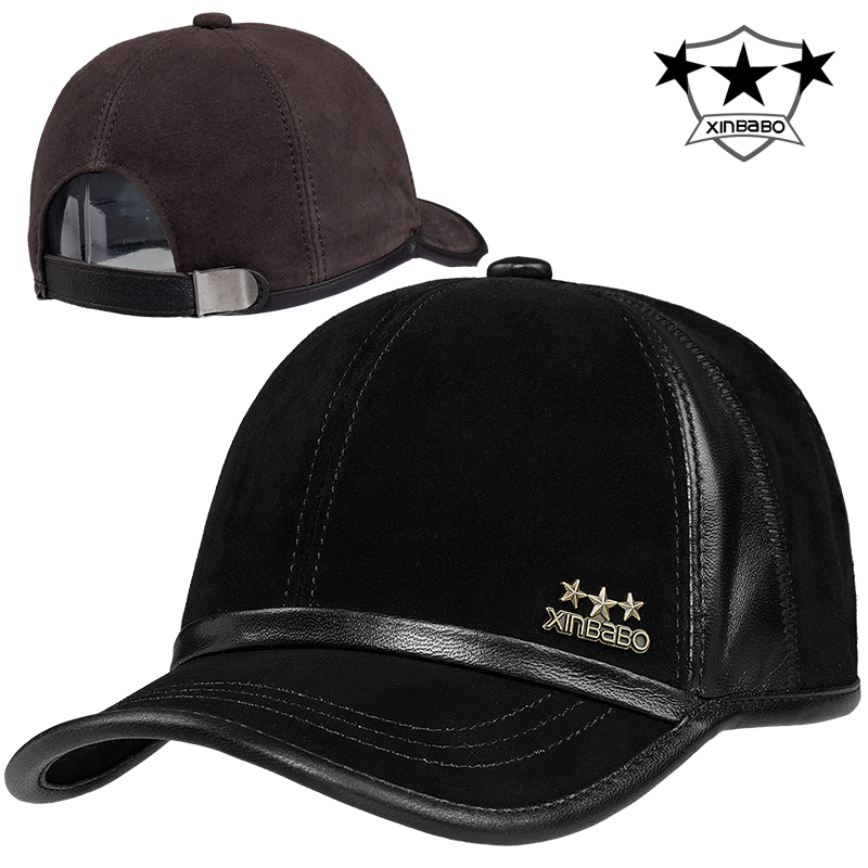 羊皮棒球帽男秋冬季帽子女帽韩版百搭鸭舌帽保暖中老年春秋休闲帽