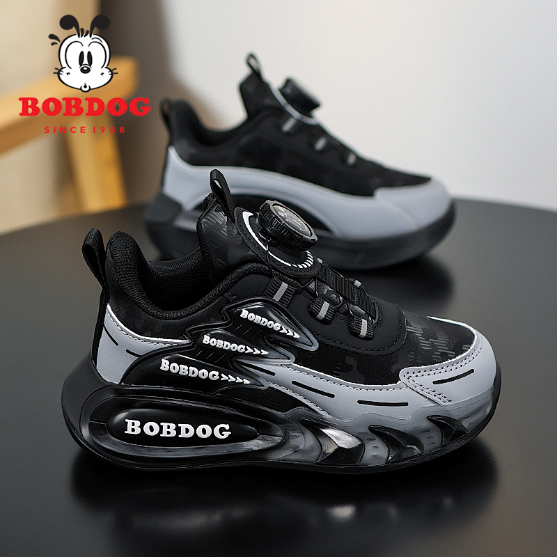 巴布豆男童运动鞋2025秋冬新款皮面童鞋儿童中大童轻便防滑跑步鞋