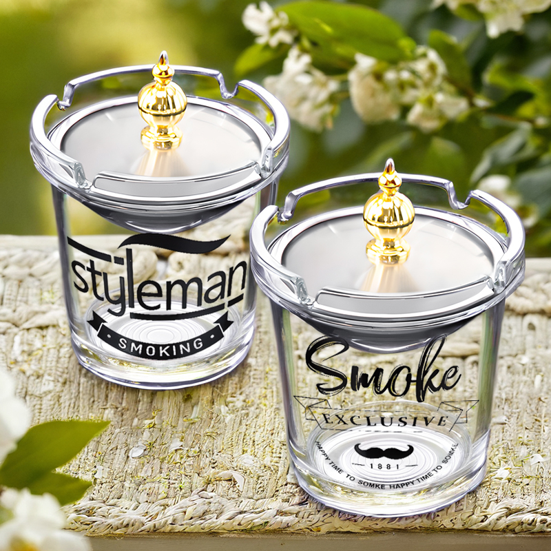 烟灰缸防风防飞灰2024新款爆款家用不锈钢漏斗大号带盖烟缸办公室