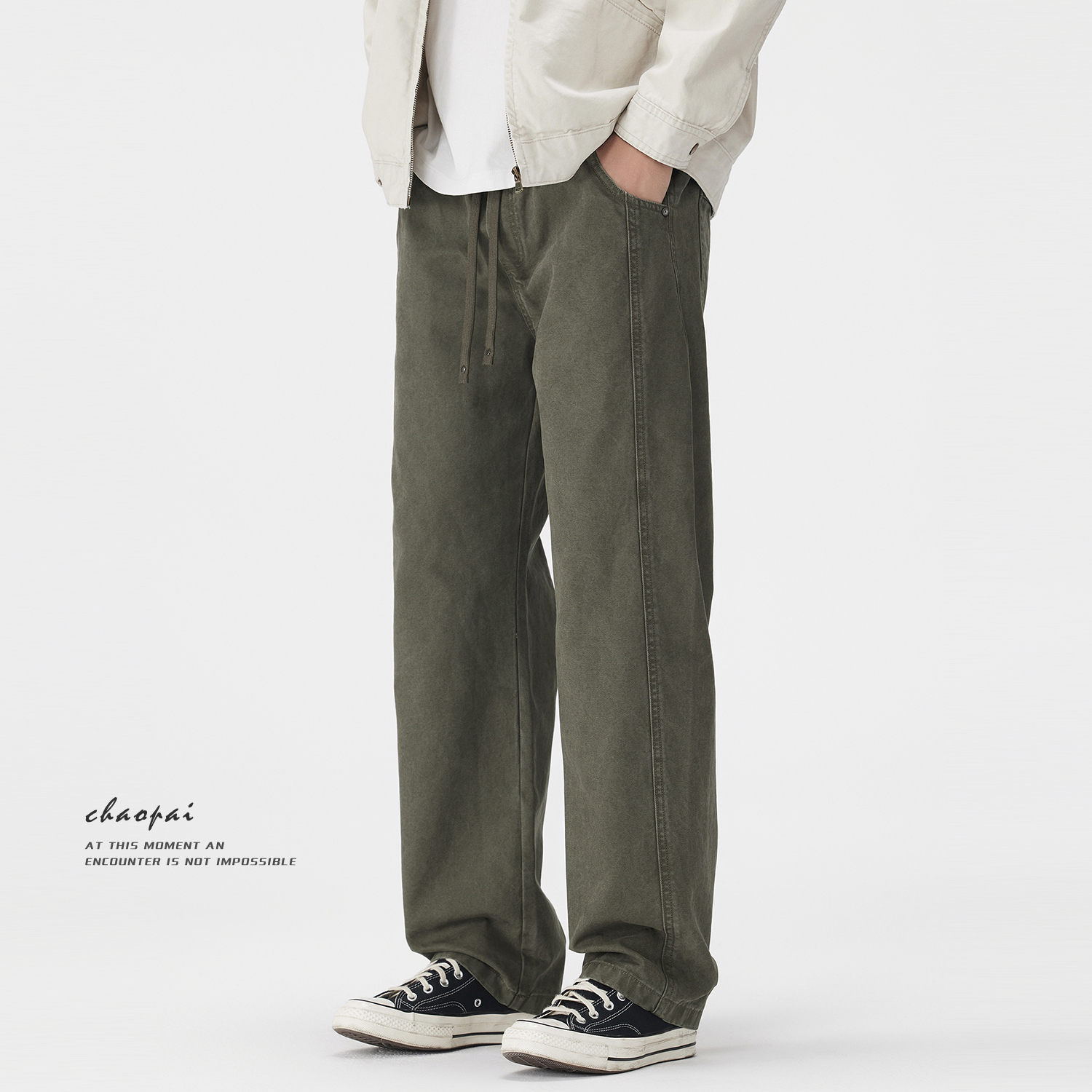 日系复古休闲裤男士春秋季2025新款百搭直筒宽松男生潮流高级裤子