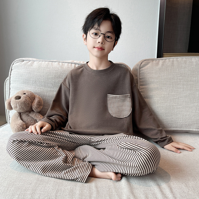 男童睡衣秋款中大童家居服套装2025新款儿童男孩秋季德绒宽松时尚