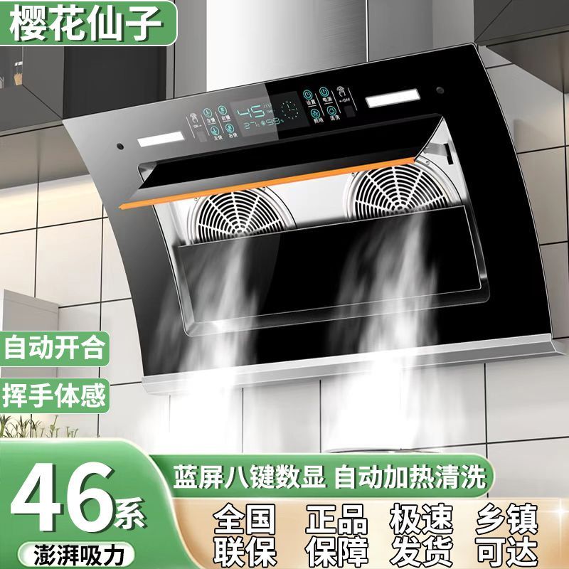 樱花仙子抽油烟机家用挂壁式侧吸油烟机变频双电机智能语音免拆洗