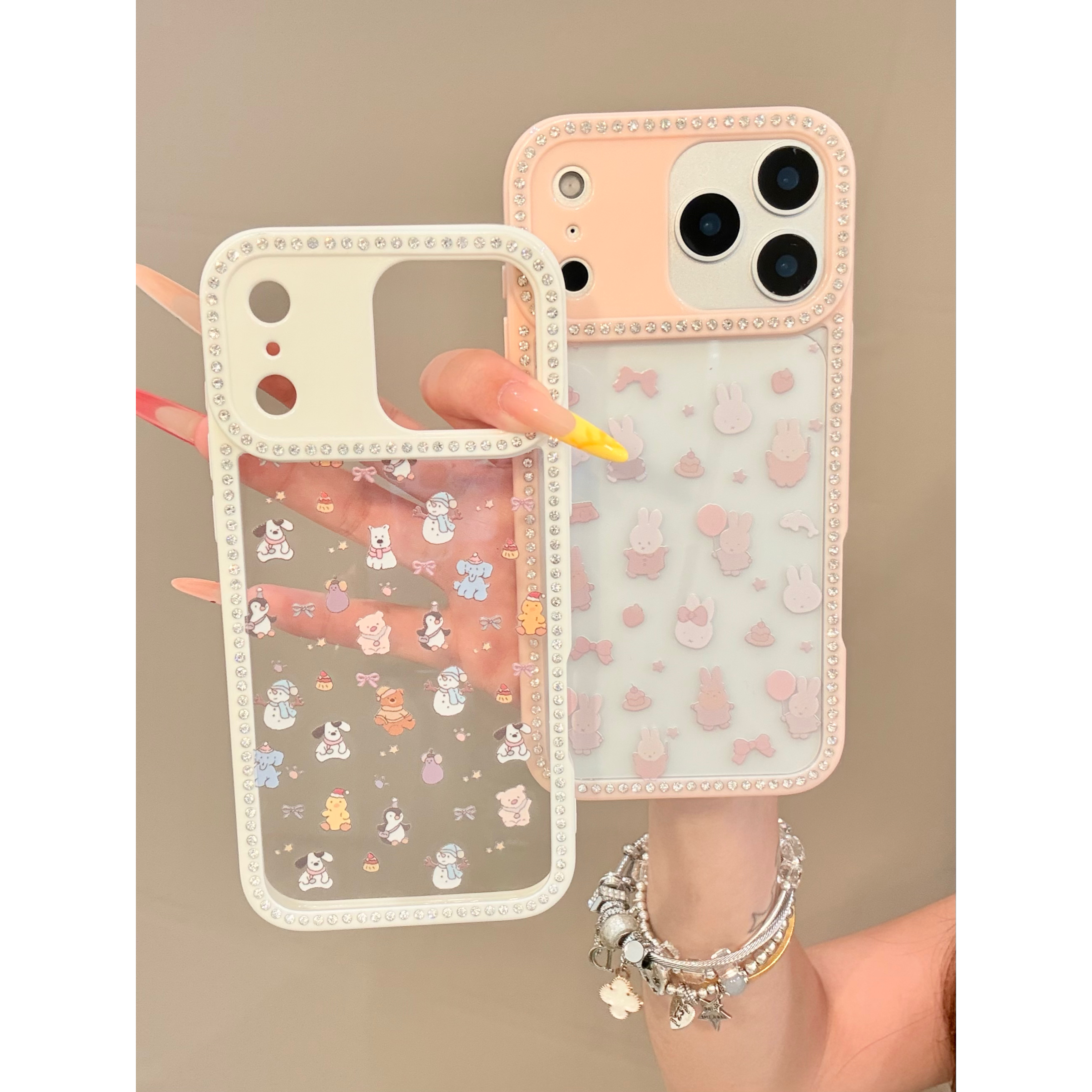 星星蝴蝶结小动物适用苹果17/16/15/14全包防摔点钻手机壳