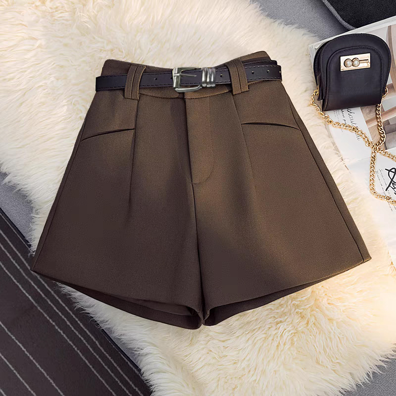 2025年秋冬款毛呢阔腿裤韩版高腰显瘦A字短裤大码宽松外穿靴裤