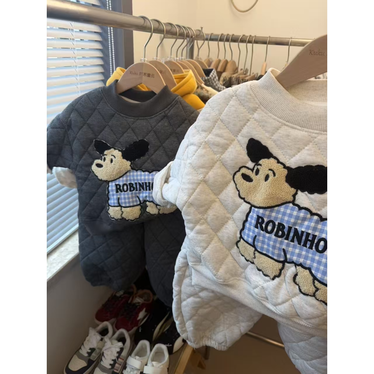 【加厚两件套装】2025新款加绒贴布玩偶立体韩版洋气休闲韩版男女童