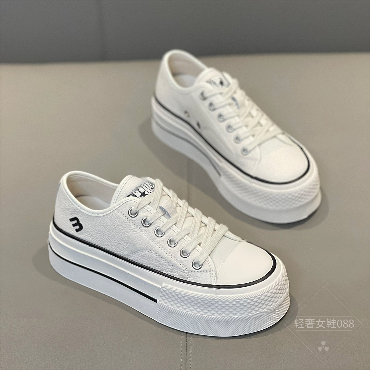 轻奢厚底小白鞋女2025春季新款韩版时尚百搭系带休闲运动板鞋轻便