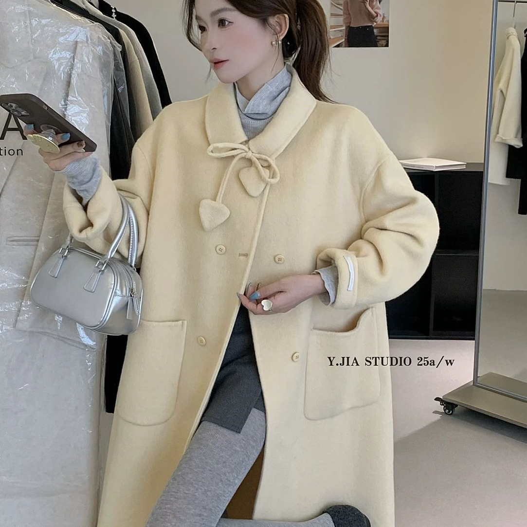 2025冬季新款韩版宽松显瘦中长款双面羊气质时尚大衣女秋冬