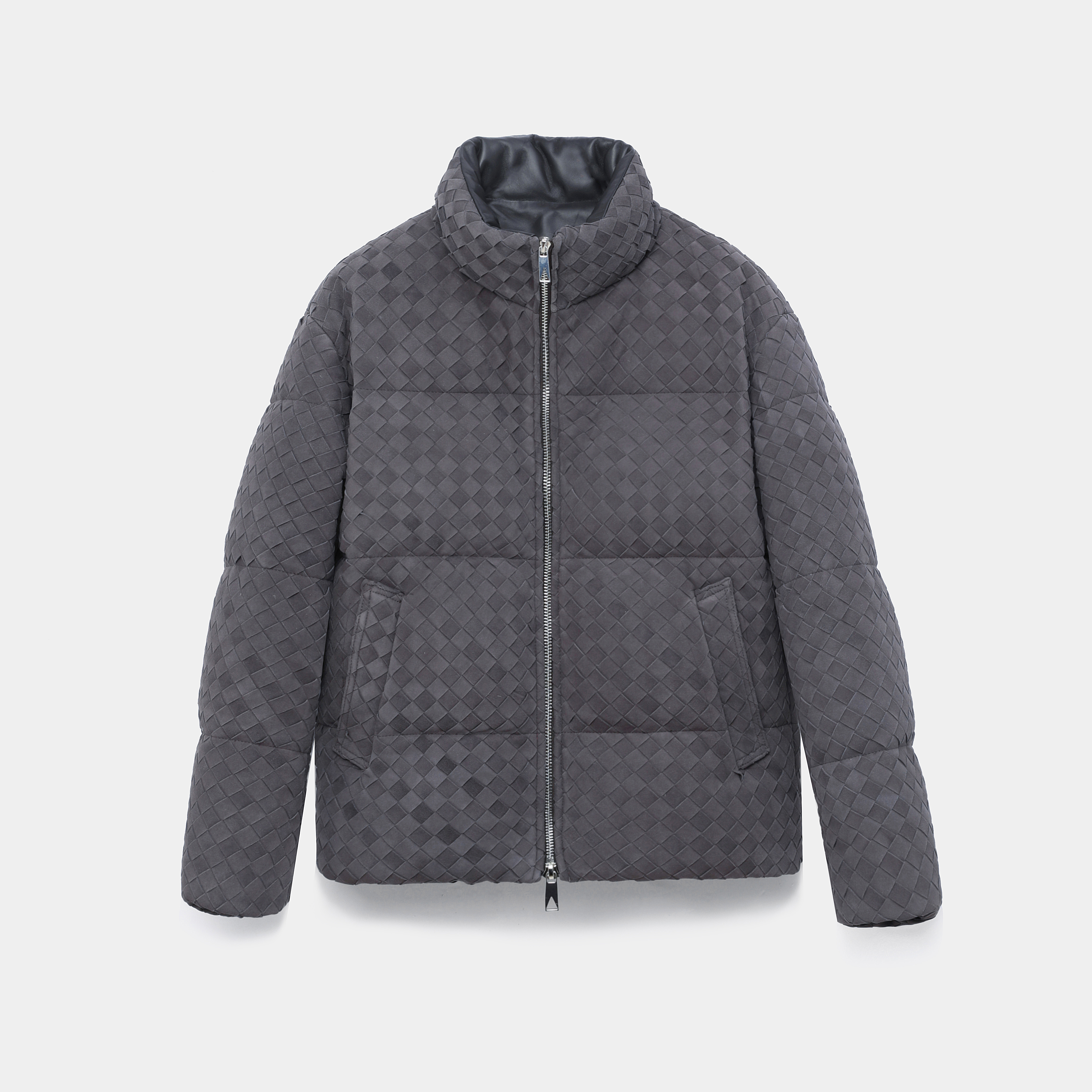 96000版 绒面皮手工编织真皮鹅绒服皮衣男冬季外套