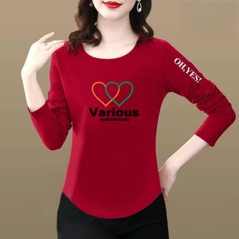 秋冬季新款大码长袖印花T恤百搭打底衫个性保暖时尚宽松时尚外穿