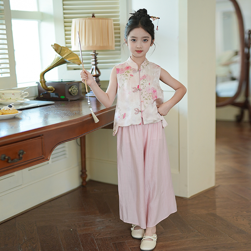 80698女童国风汉服2025夏季新款新中式古风洋气时髦儿童女孩套装