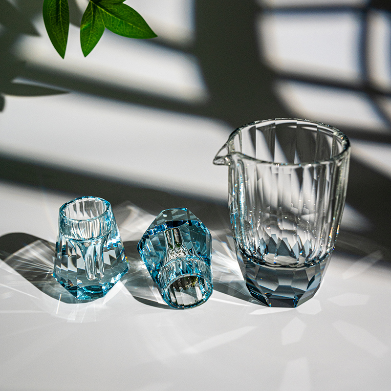 8ml酒杯水晶钻石切面酒杯马卡龙色白酒杯白酒分酒器套装轻奢酒杯