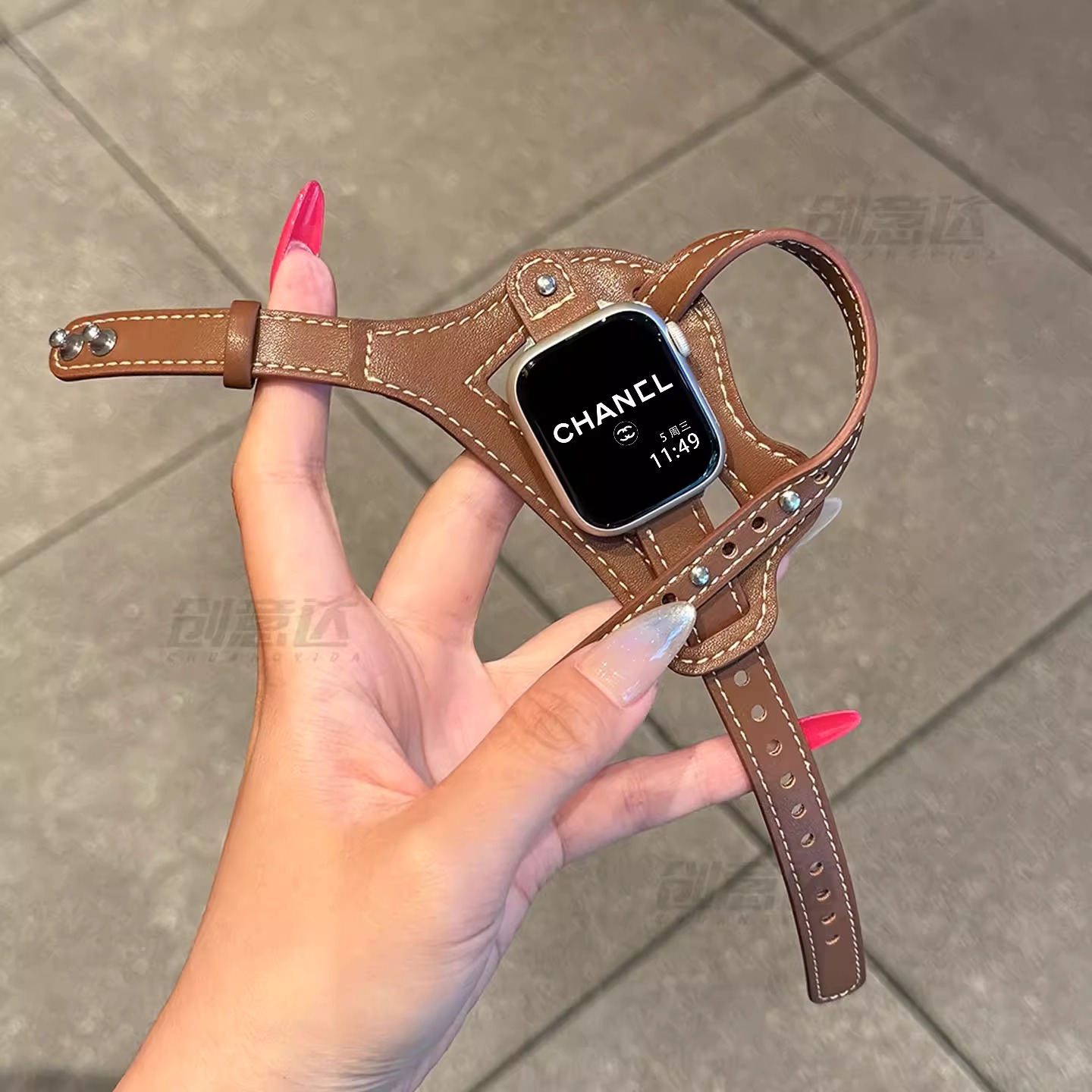 户外骑行手表带适用Apple watch表带苹果手表s10腕带皮iWatch配件