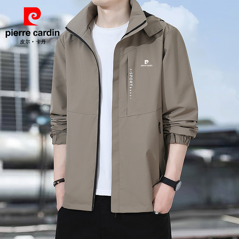 皮尔卡丹夹克外套男款春秋季大码户外秋冬加绒加厚休闲运动冲锋衣