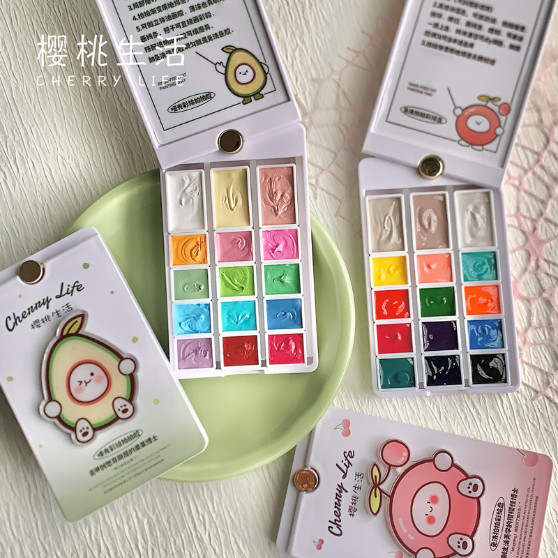 樱桃生活免洗彩绘盘15色亮面哑光拍拍彩绘转印肌理画花美甲甲油胶