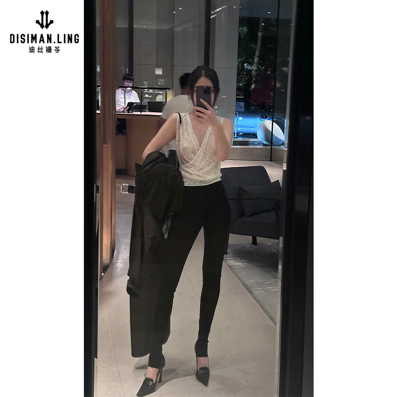 【迪丝嫚苓】黑色踩脚裤休闲时尚百搭女士修身秋冬原创设计师小众款