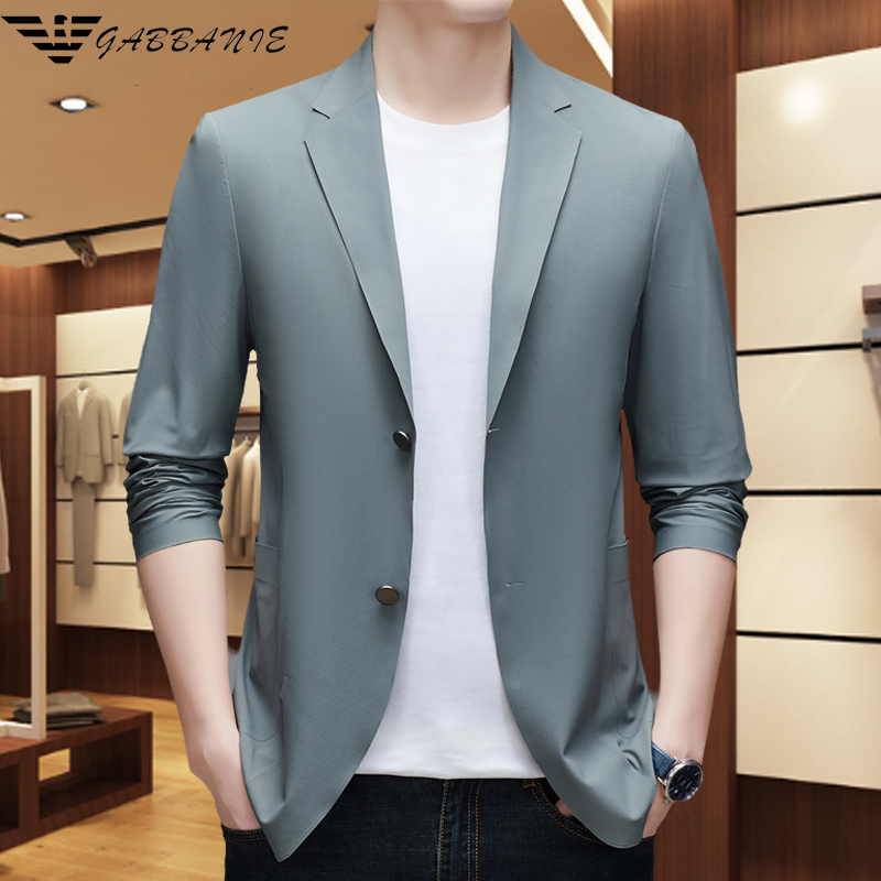 意大利专柜男士轻奢西服夏季薄款时尚修身无痕商务防晒外套潮