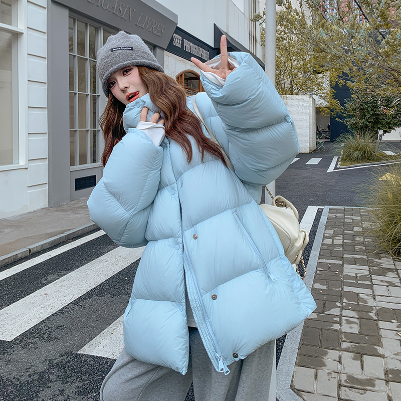 baby蓝泡芙羽绒服女2025冬季新款小个子中长款超好看90白鸭绒外套