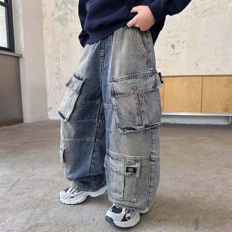 男童牛仔裤春秋款2025新款中大童秋季裤子儿童春款休闲渐变长裤潮