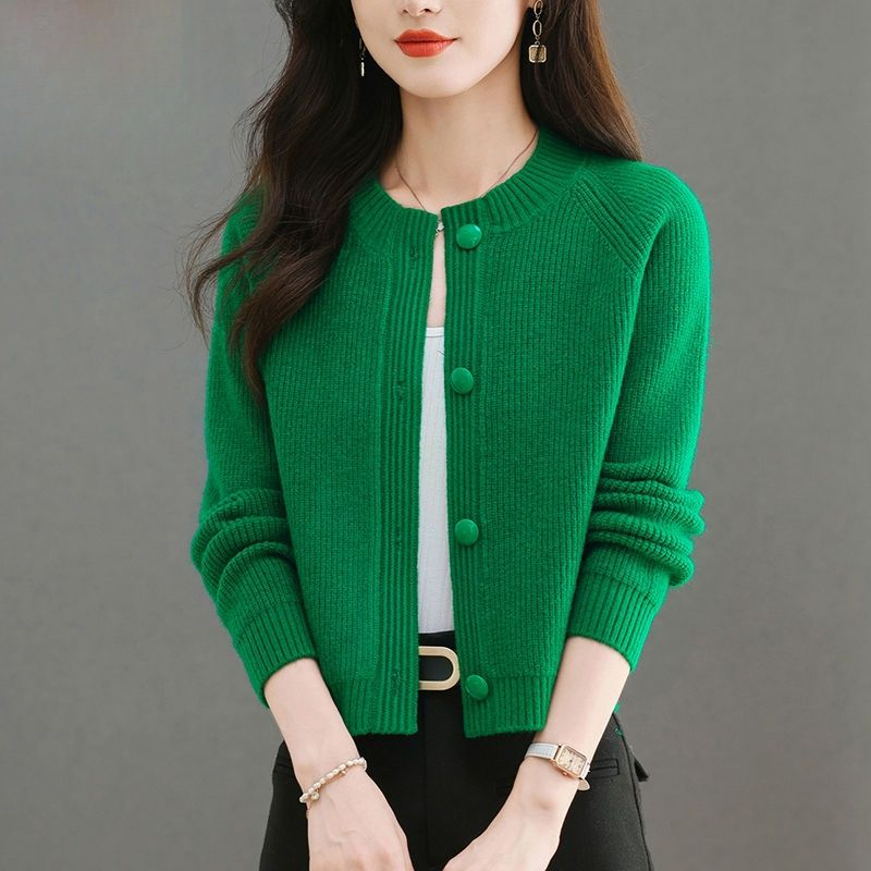 针织衫短款外套女毛衣开衫春秋新款高腰小款上衣外搭针织衫配裙子